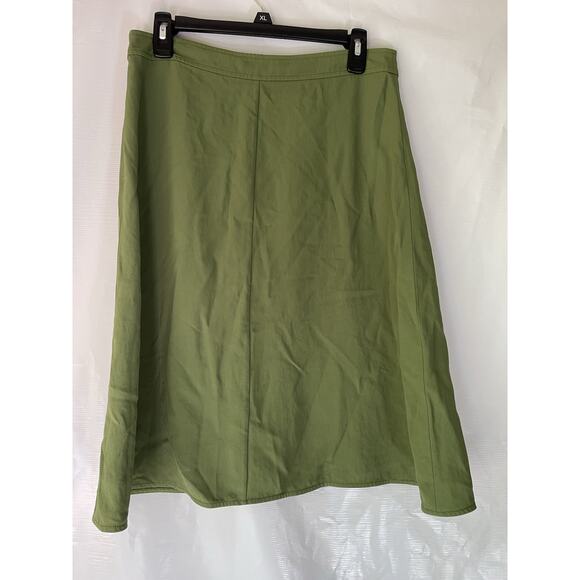 Everlane Japanese GoWeave Button Front Swing Skirt Green Sz 8 - Picture 3 of 6